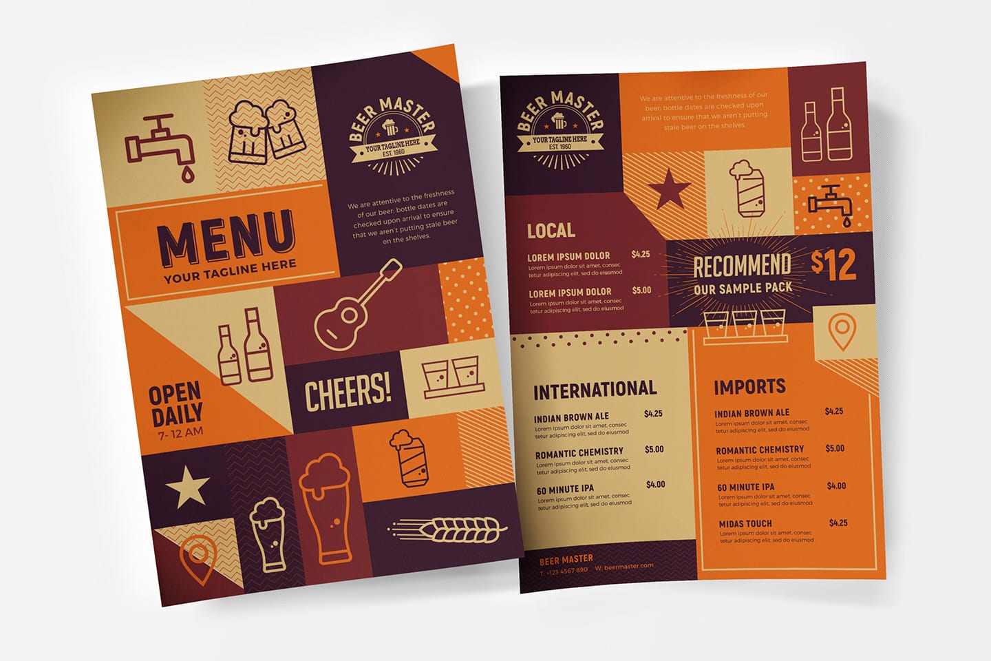 Design a beer menu template for craft beer retailers 