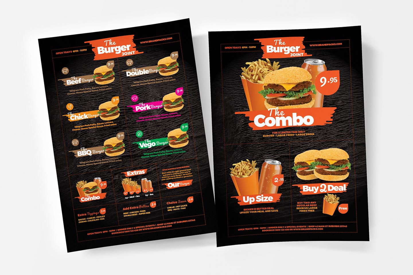 Free Fast Food Menu Template for Photoshop & Illustrator - BrandPacks Throughout Fast Food Menu Design Templates