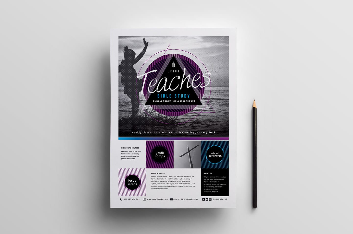 Free Church Templates - Photoshop PSD & Illustrator Ai - BrandPacks In Bible Study Flyer Template Free