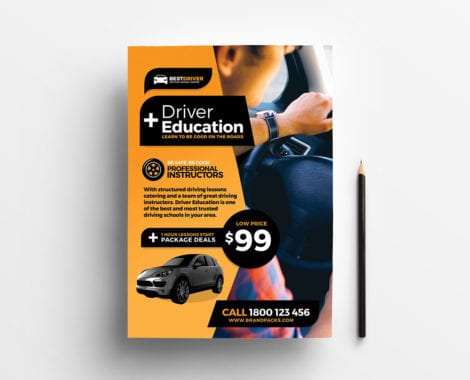 Free Driving School Poster Template