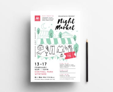 Free Night Market Poster Template