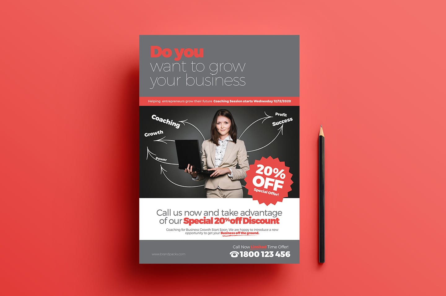 Free Business Coach Flyer & Poster Template in PSD, Ai & Vector Pertaining To Create A Free Flyer Template