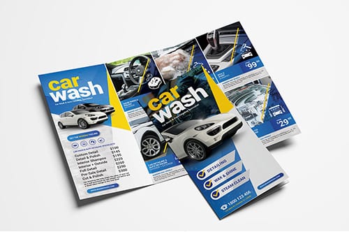 Car Wash Tri-Fold Brochure Template