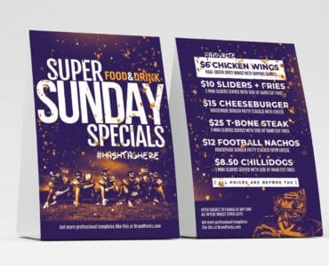Free Super Sunday Table Tent Template