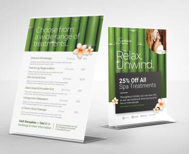 Free Hotel Spa Table Tent Templates (Back)