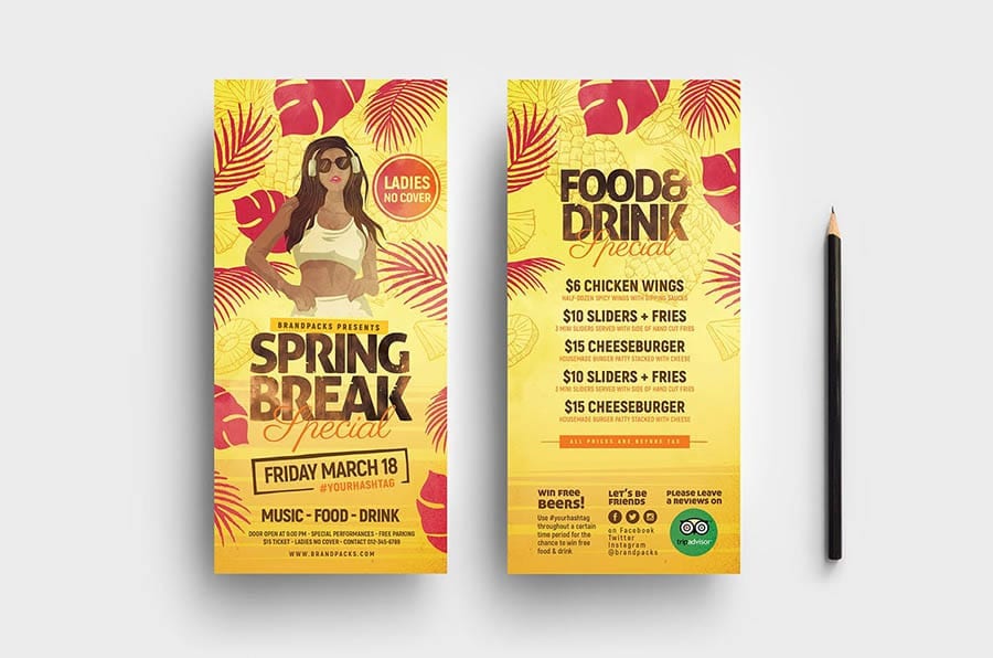 Spring Break DL Rack Card Template