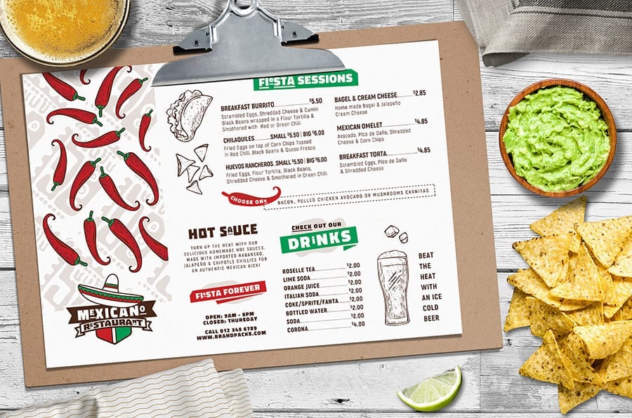 Mexican Menu Layout Template in PSD & Vector (Landscape)