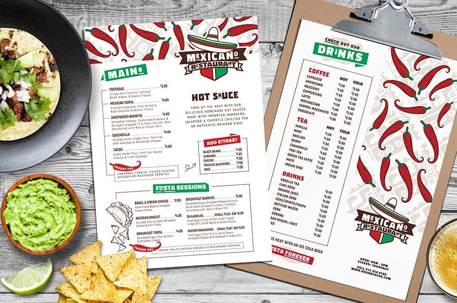 Mexican Menu Layout Template in PSD & Vector