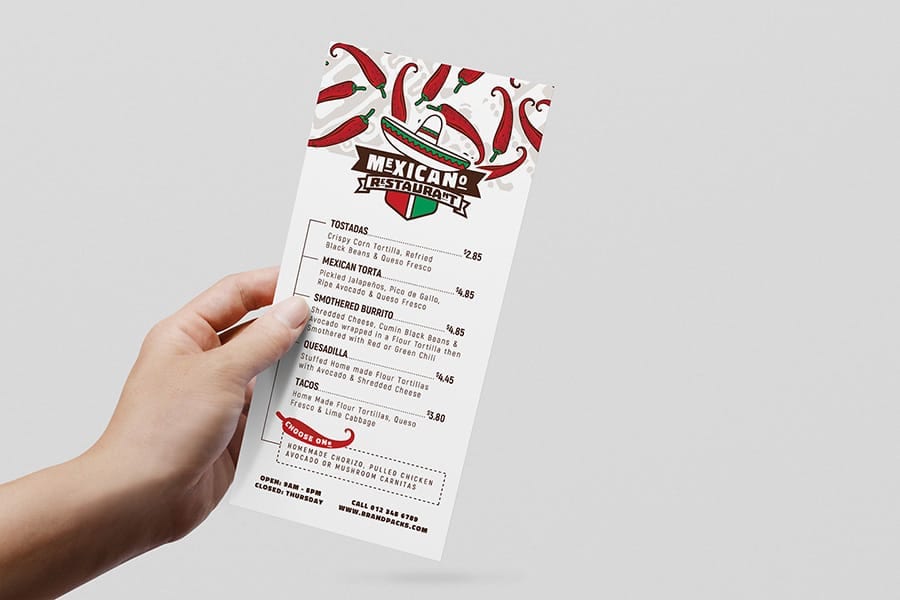 Mexican Restaurant Menu Rack Card Layout