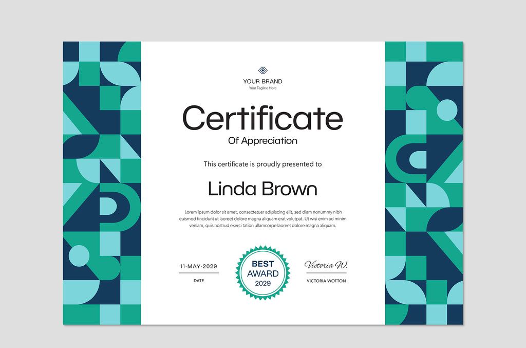 Modern Certificate with Creative Pattern for InDesign