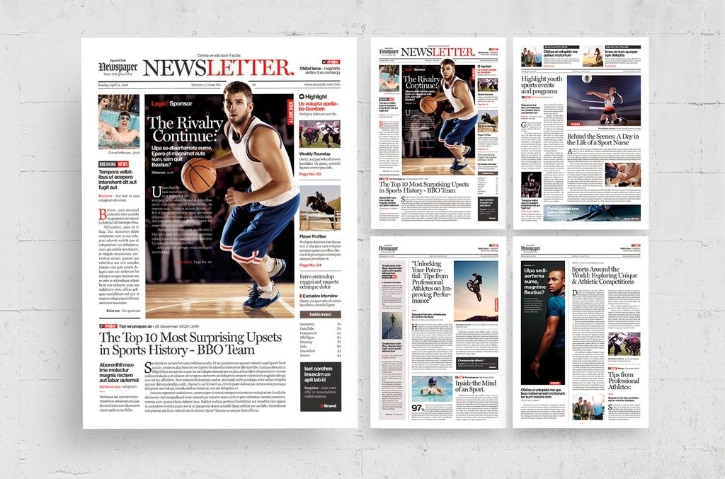 Sports Newsletter Newspaper Template for InDesign