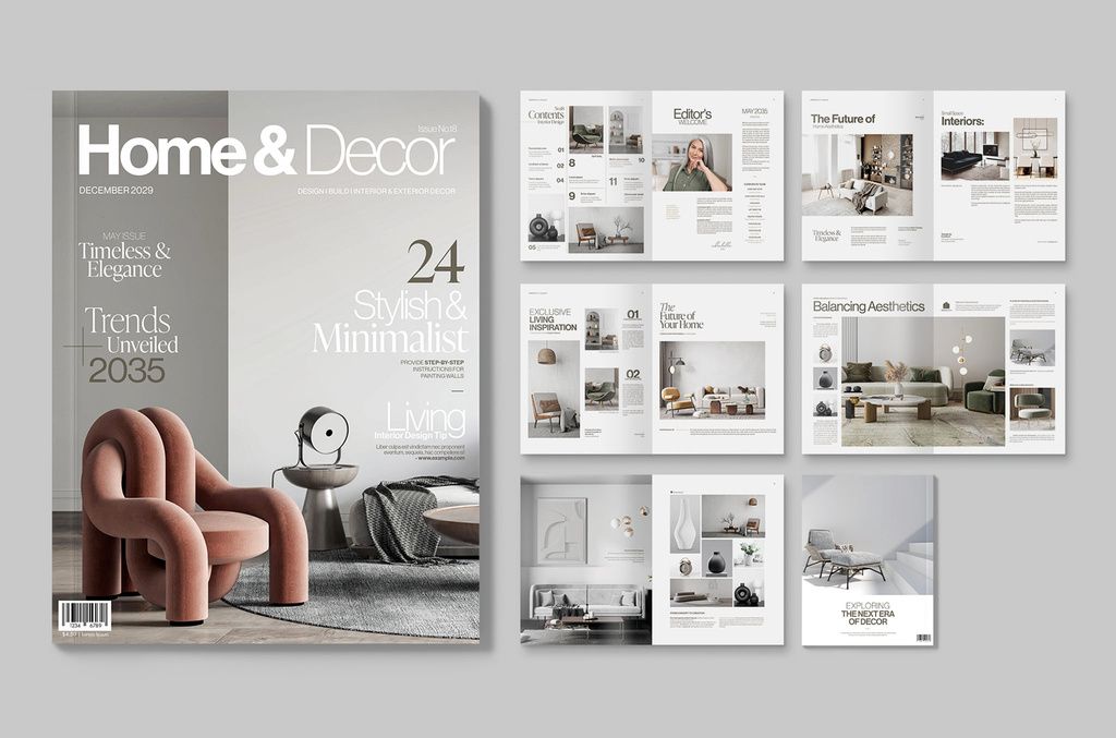 Interior Design Magazine Layout for Home Decoration for InDesign
