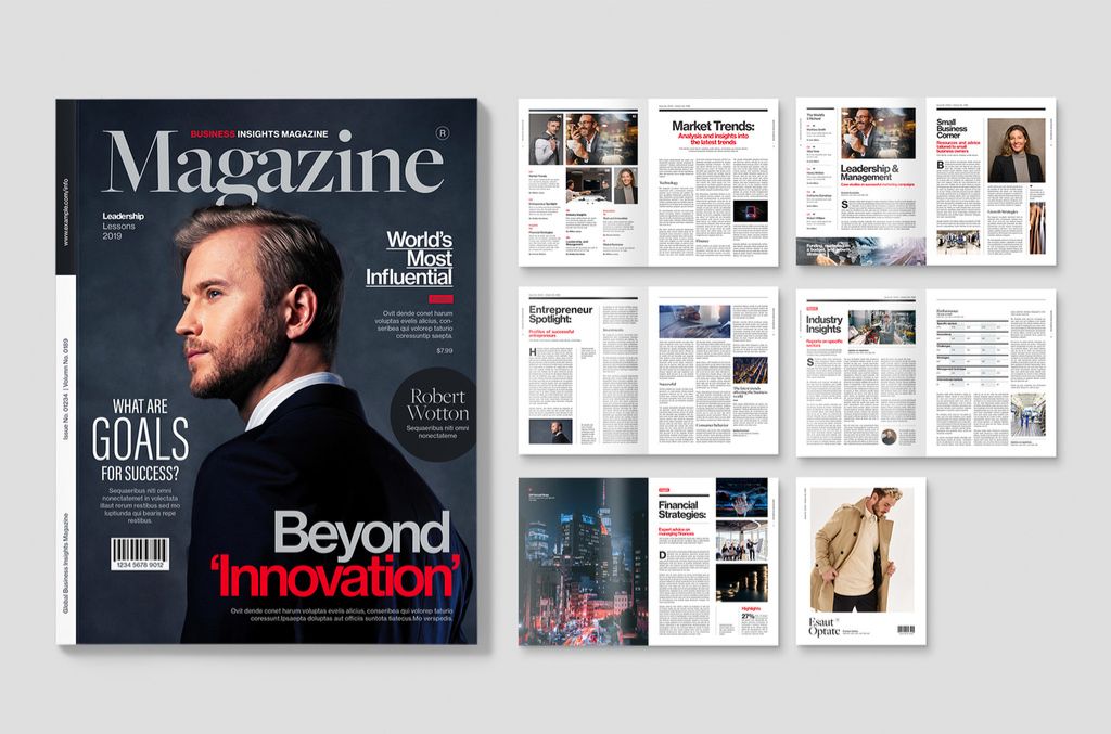 Magazine Template Layout in Modern Theme for Business Corporate Marketing Financial for InDesign