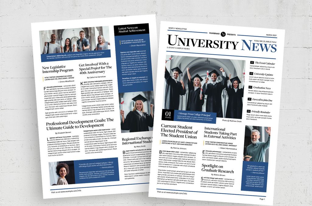 University Newsletter Template for InDesign
