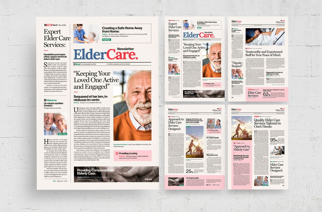 Elder Care Newsletter Template for InDesign