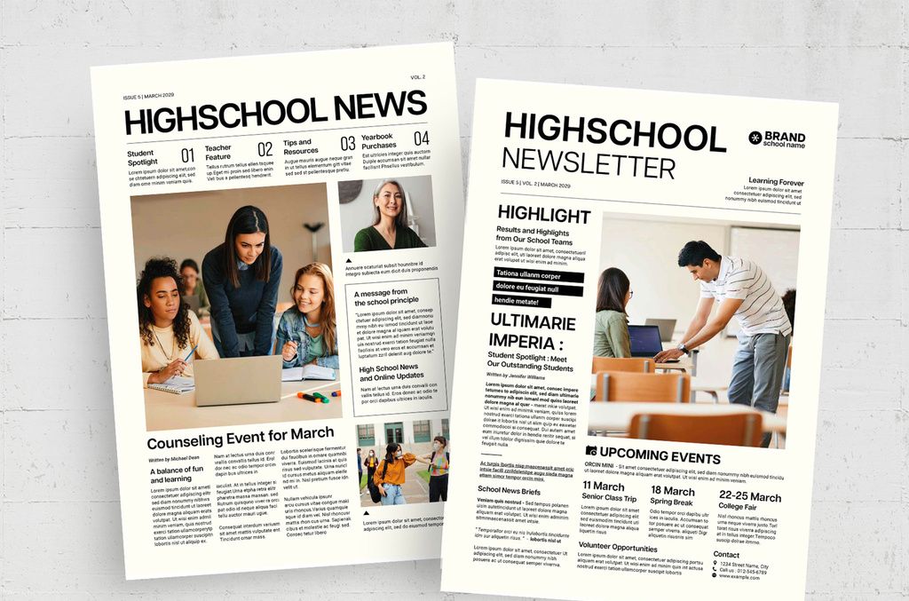 High School Newsletter Template for InDesign