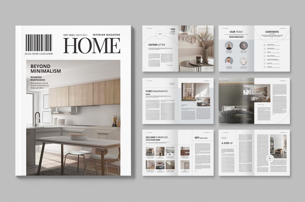 Magazine Brochure Layout with Interior Design Architecture Theme for InDesign