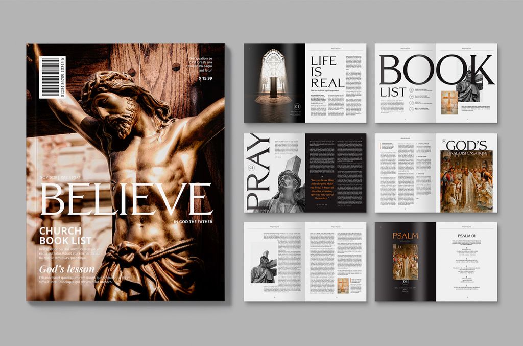 Church Magazine Brochure Newsletter Layout for InDesign
