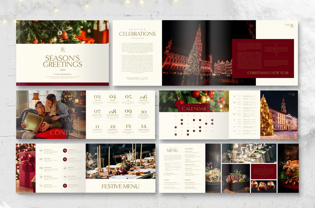 Christmas Brochure Layout in Landscape for Hotel & Resort for InDesign