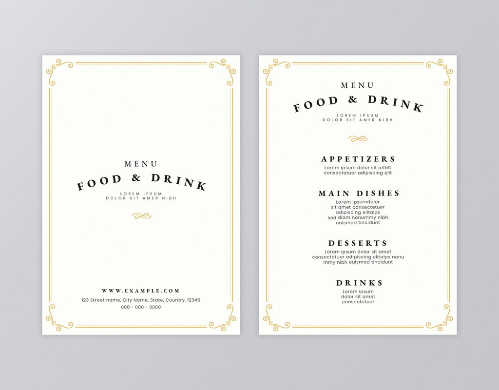 menu-layout-with-tan-and-yellow-ornamental-accents-illustrator