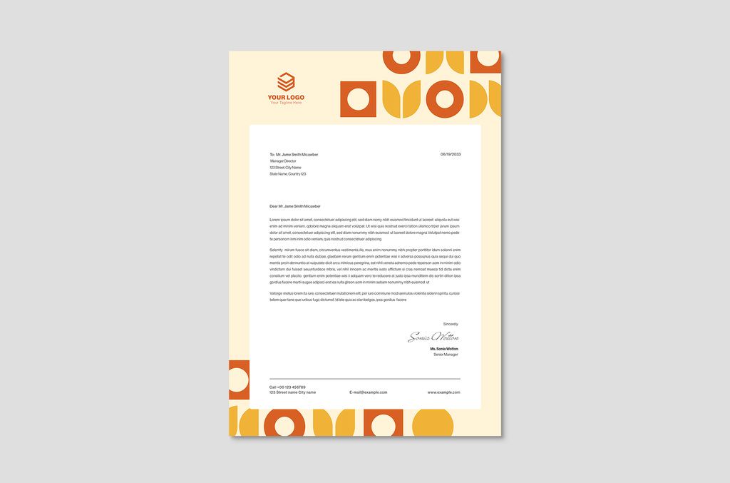 Modern Letterhead Template with Creative Pattern for InDesign