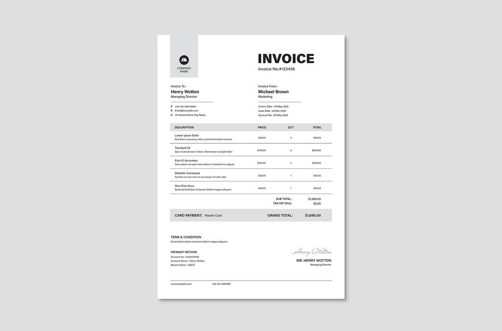 Invoice Layout for InDesign