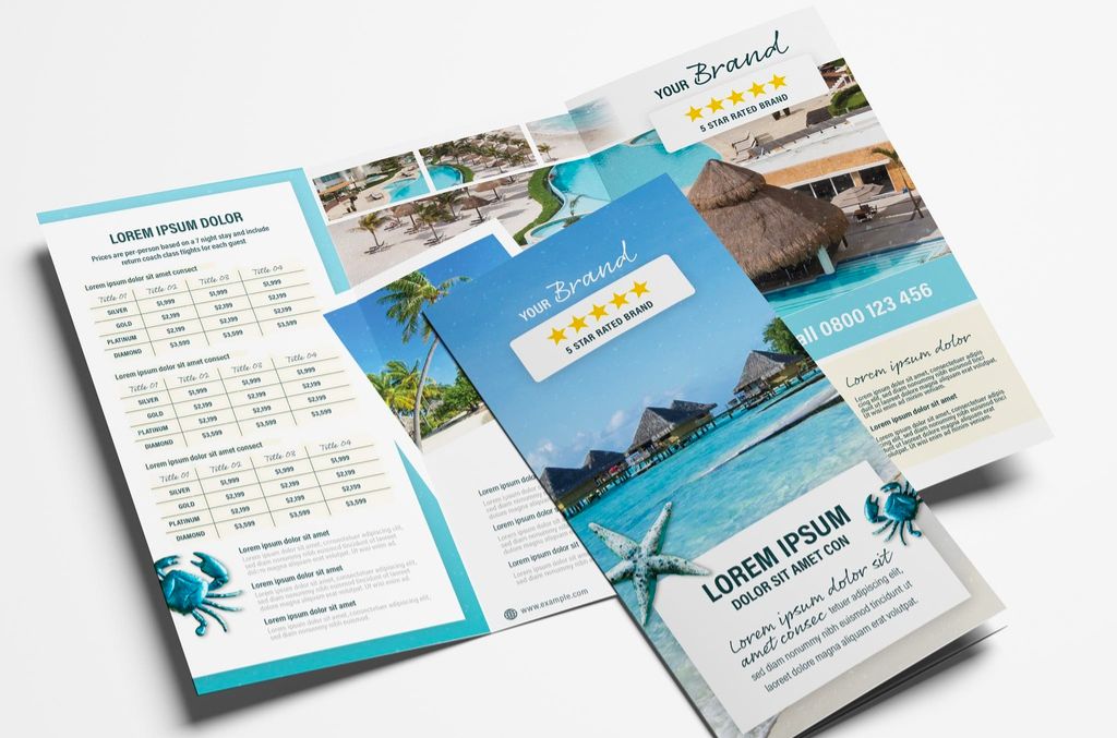 Hotel Trifold Brochure Layout for Tour Agents in AI format