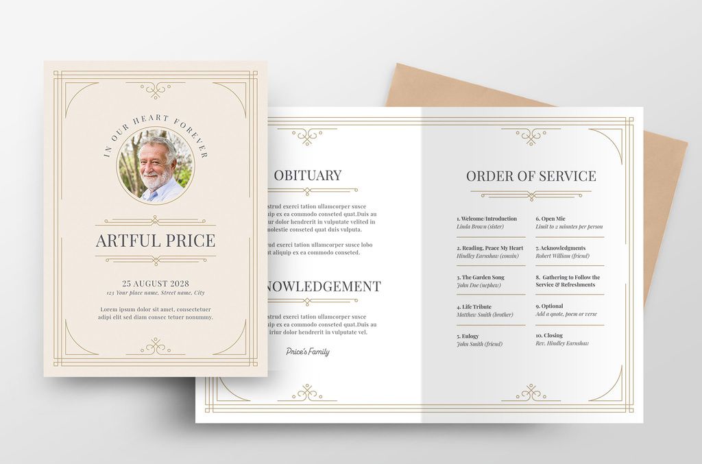 Funeral Program Obituary Brochure Layout for InDesign