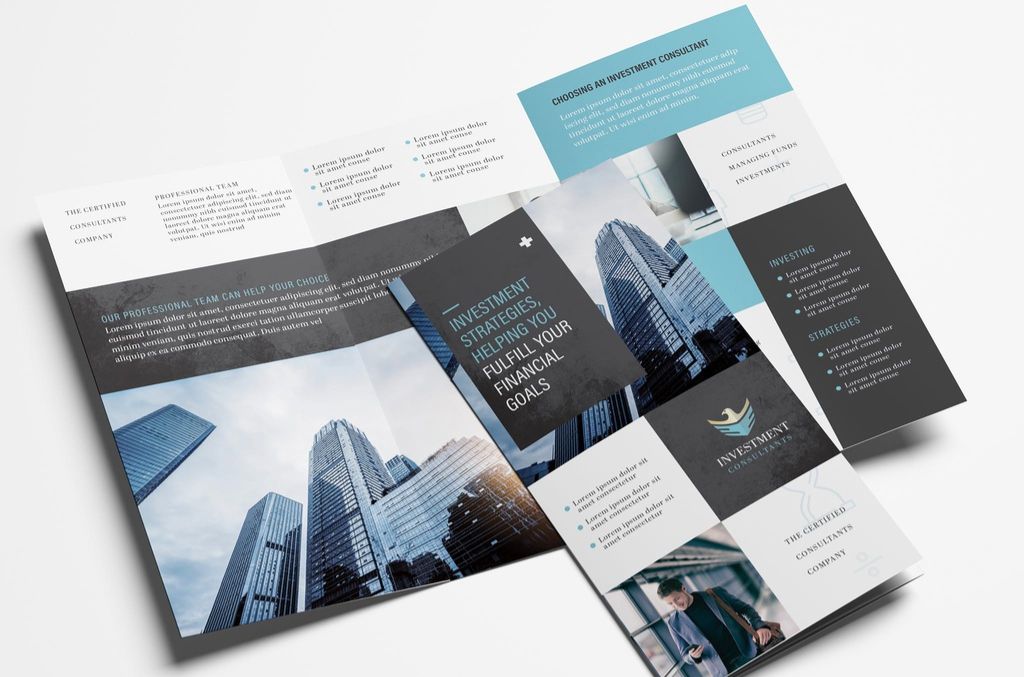 Trifold Brochure Layout with Investment Theme in AI format