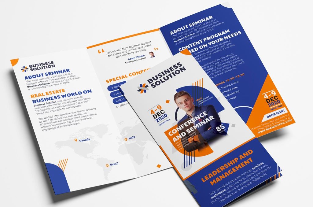Trifold Brochure for Business Events and Conferences Layout in AI format