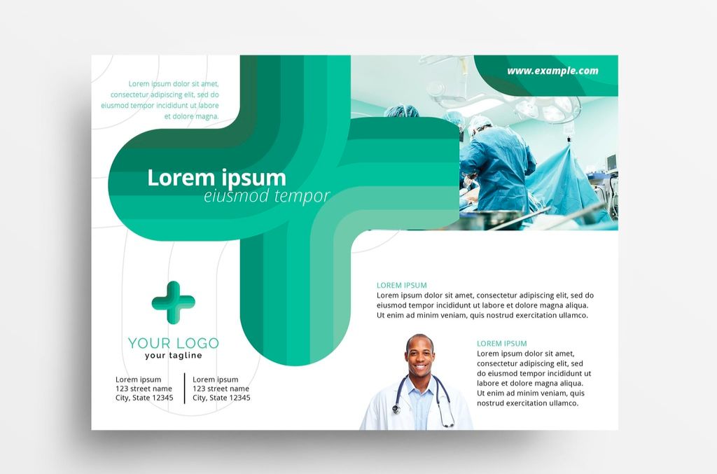 Modern Medical Flyer with Turquoise Colors for InDesign