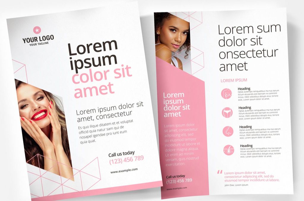 Pink Cosmetic Service Poster Flyer for Beauty Spas & Hair Salons for InDesign
