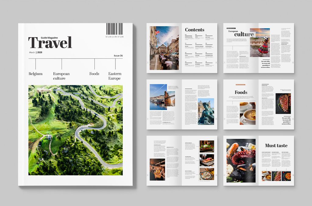 Minimal Travel Magazine Layout for InDesign