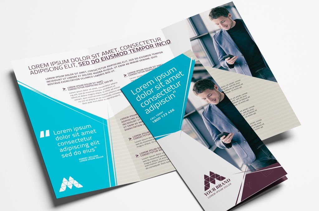 Modern Trifold Brochure Layout with Hexagonal Design in AI format