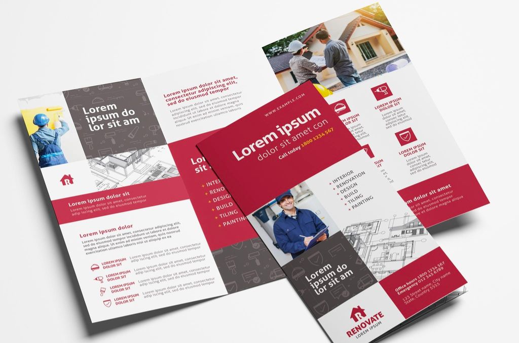 Trifold Brochure Layout for Construction Professionals in AI format
