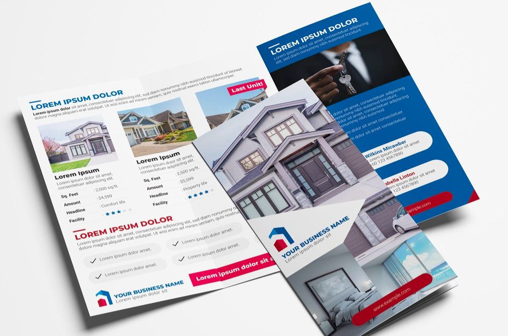 Real Estate Trifold Brochure Layout in AI format
