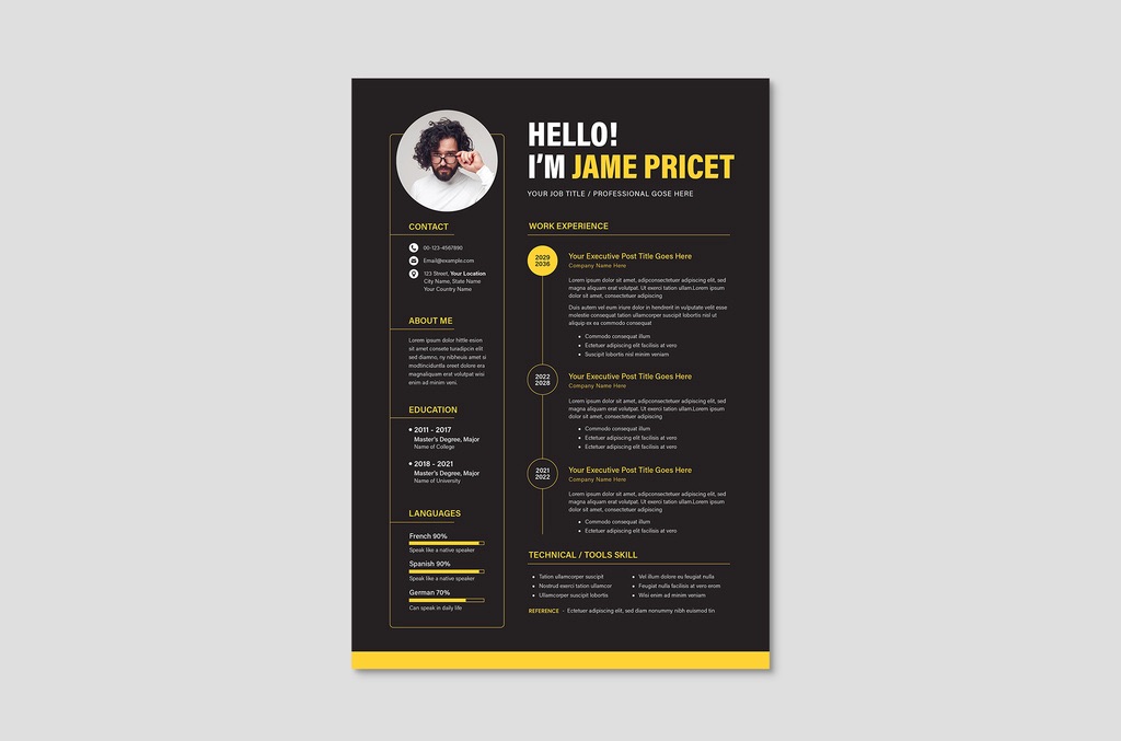 Bold Resume CV Layout in AI format