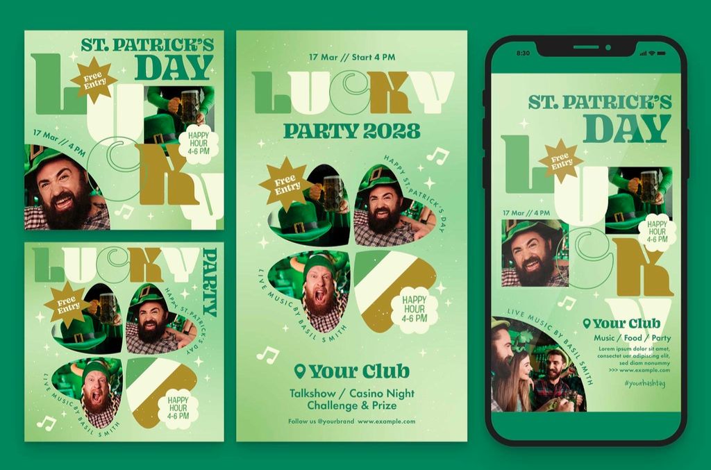 St Patricks Day Social Media Banners & Story Templates in Ai format