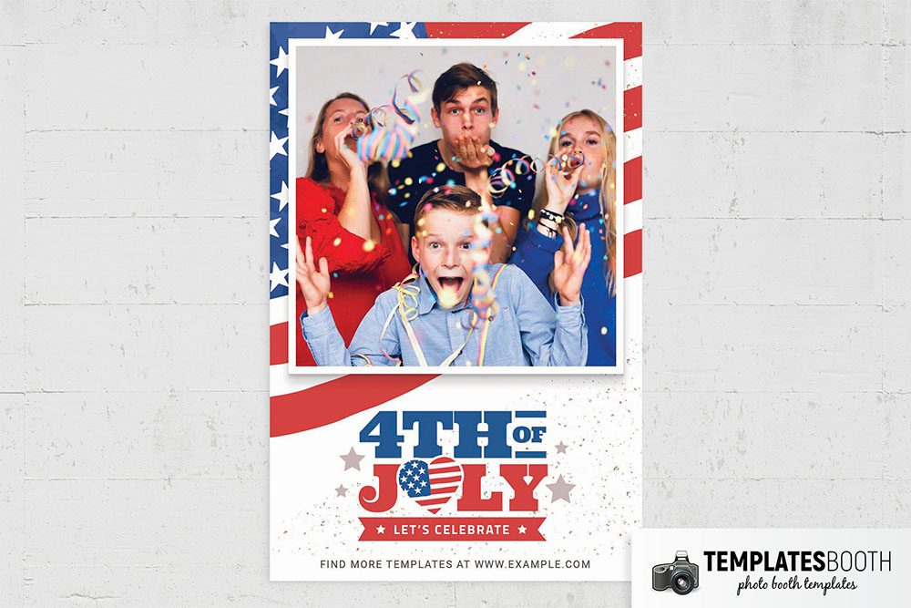 4th July Photo Booth Template (4x6 Postcard)
