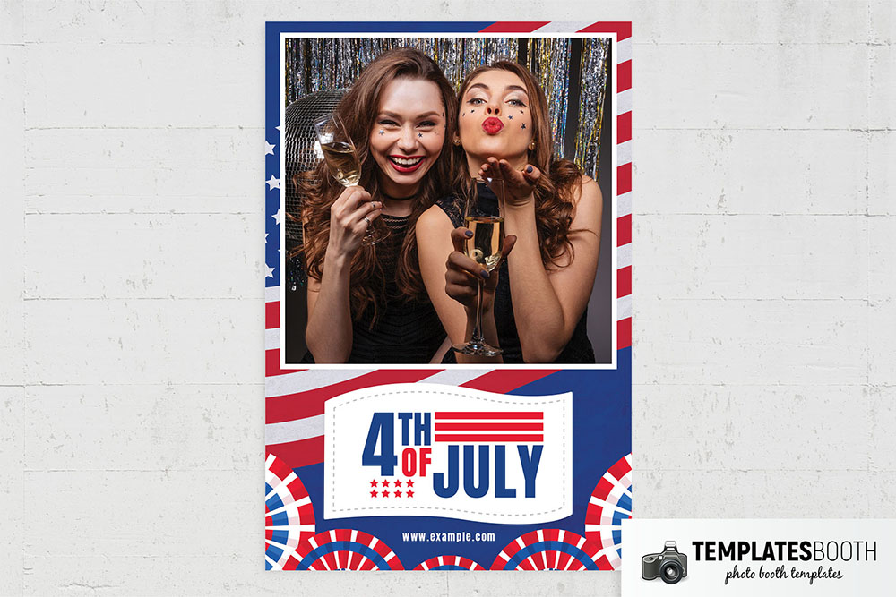 4th July Photo Booth Template in Red & Blue