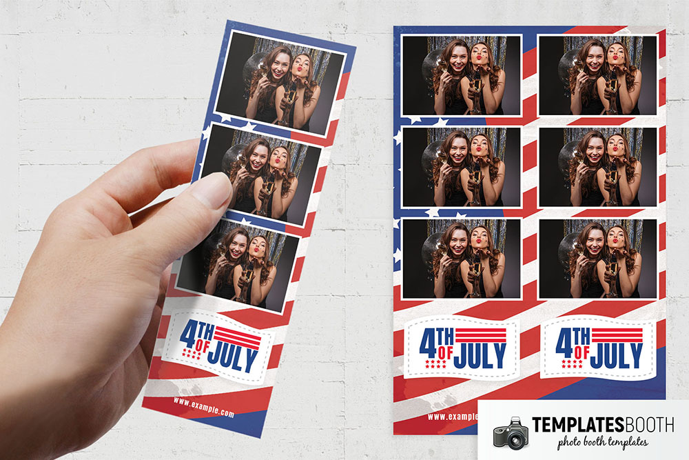 4th July Photo Booth Template in Red & Blue