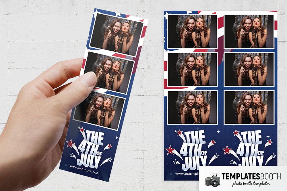 4th of July Party Photo Booth Template (2x6 photo strip)