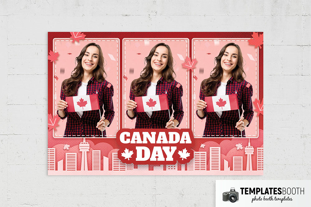 Canada Day Photo Booth Template with Toronto Skyline Backdrop