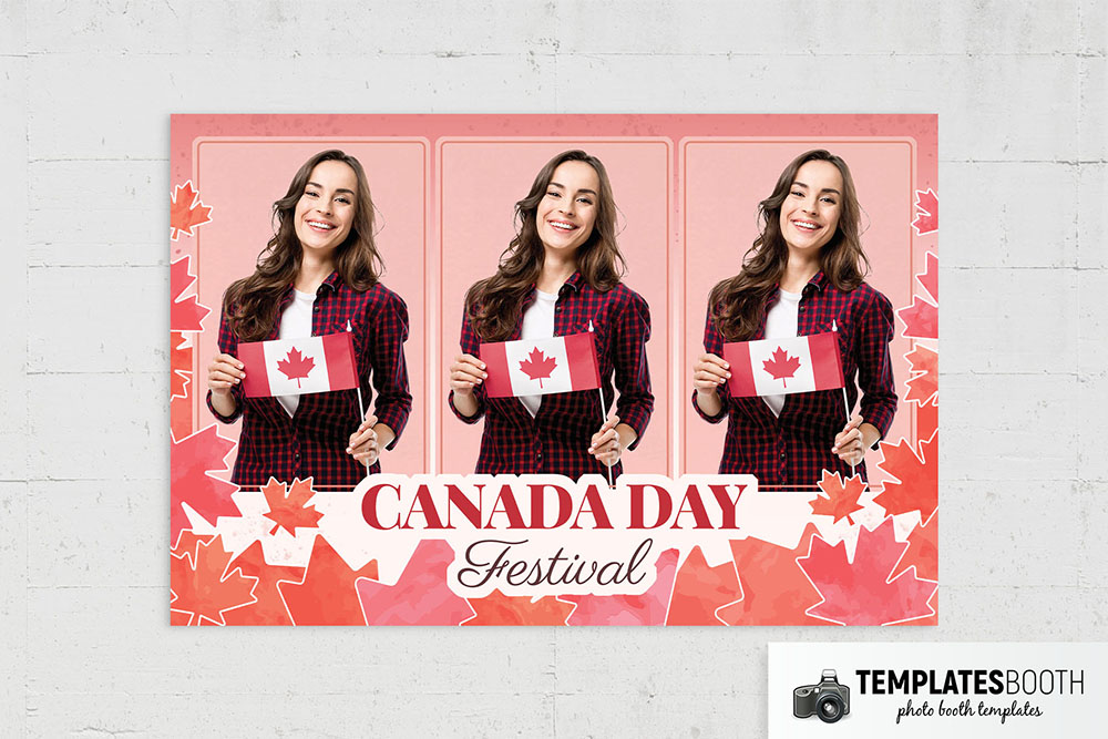 Canada Day Photo Booth Template with Maple Leaves