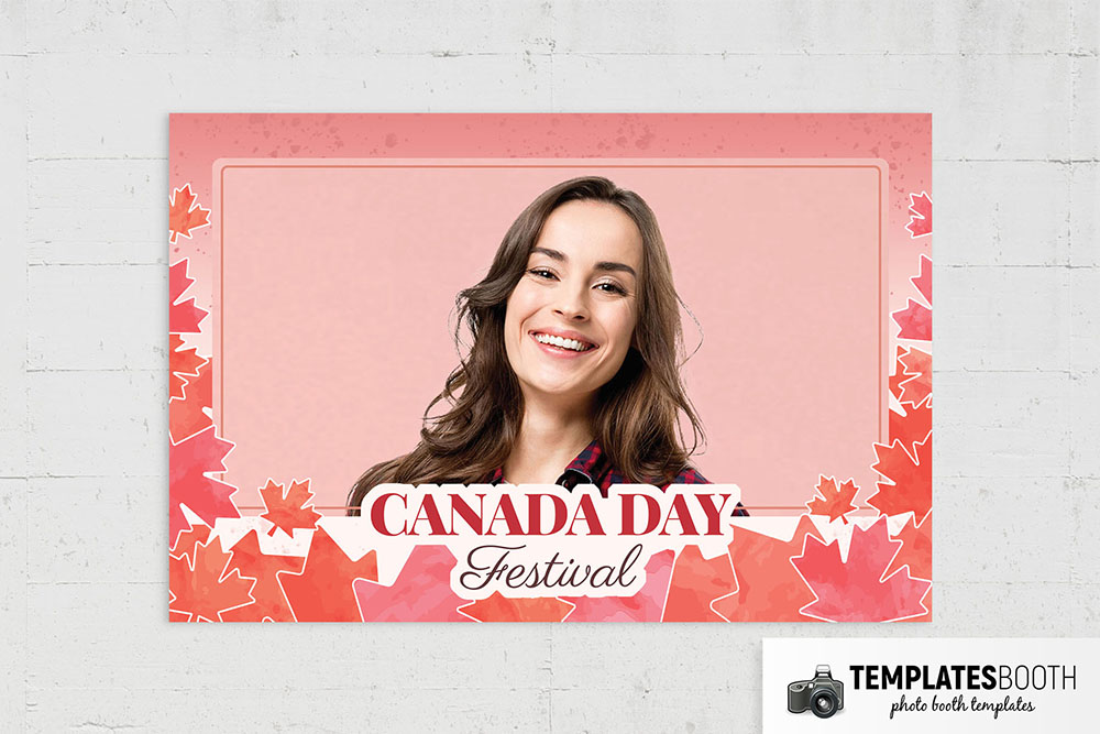 Canada Day Photo Booth Template with Maple Leaves