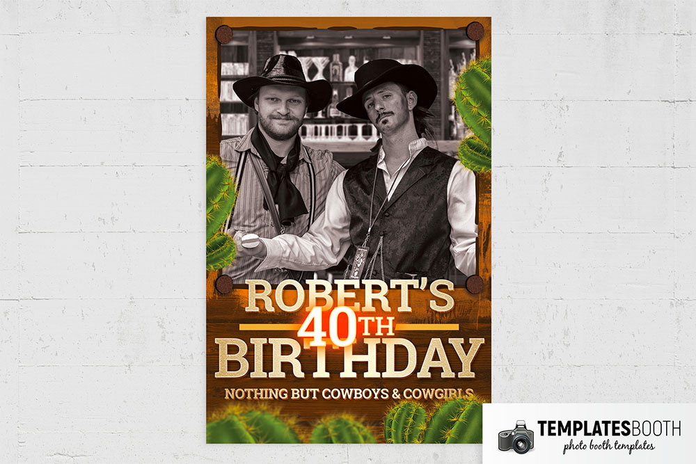 Cowboy Birthday Photo Booth Template