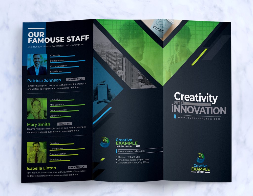 Creative Tri-Fold Brochure Design with Creative Shapes INDD