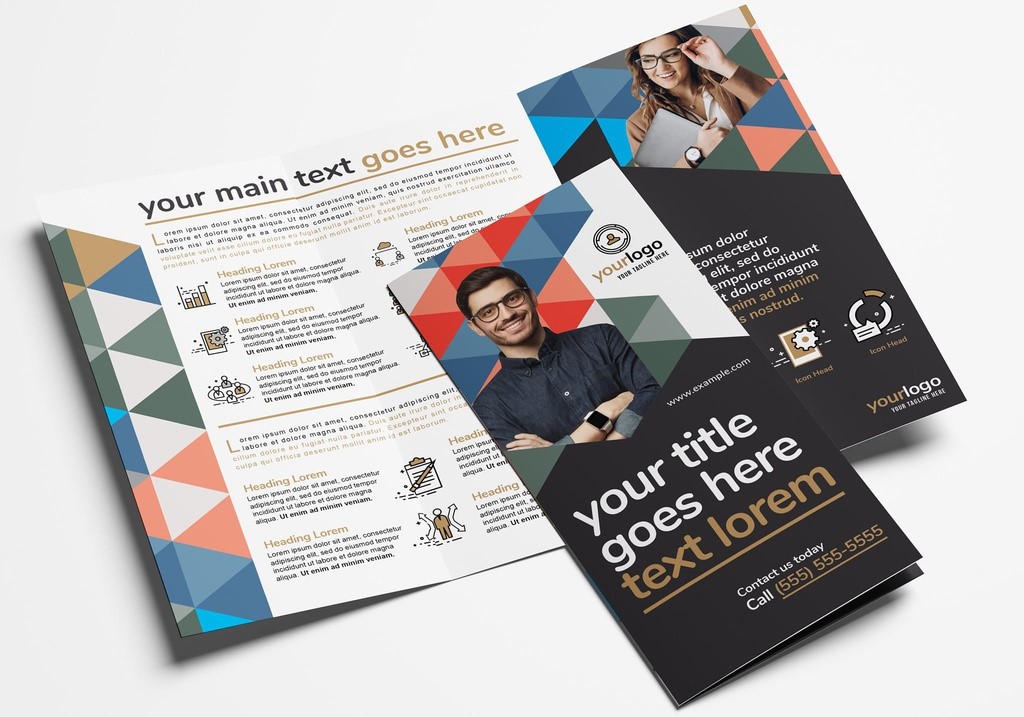Modern Corporate Brochure with Geometric Pattern INDD