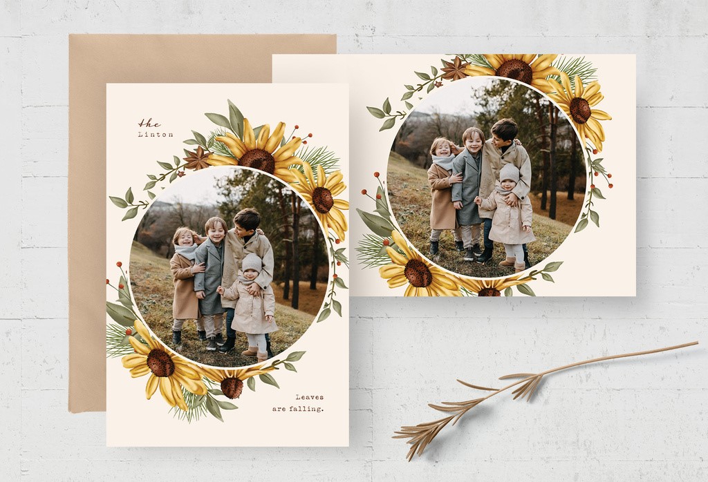 rustic-autumn-fall-photo-card-layout-with-sunflower-illustration-psd-01