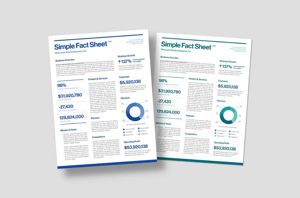 Simple Factsheet Layout for InDesign INDD format